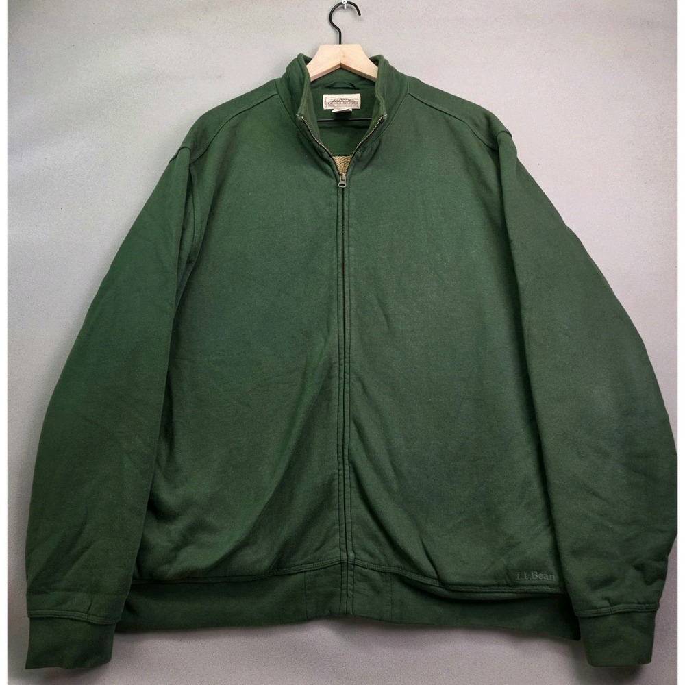 LL Bean Katahdin Iron Works Mens XL Tall Green Fleece Lined Full Zip Jacket Coat